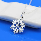 925 Sterling Silver Snowflake Pendant Necklace Delicate Choker Charm