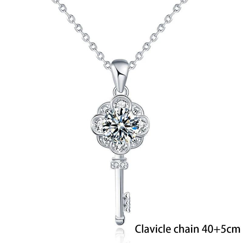 925 Silver Mosson Drill Pendant Key Necklace