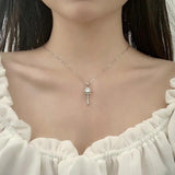 925 Silver Mosson Drill Pendant Key Necklace