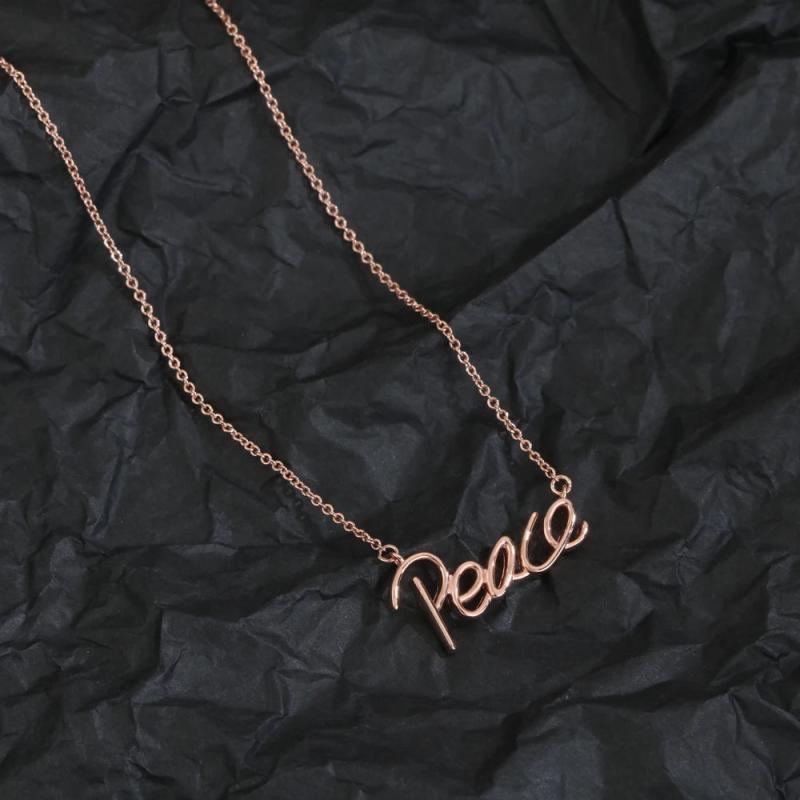 925 Sterling Silver PEACE Necklace Silver Light Jewelry