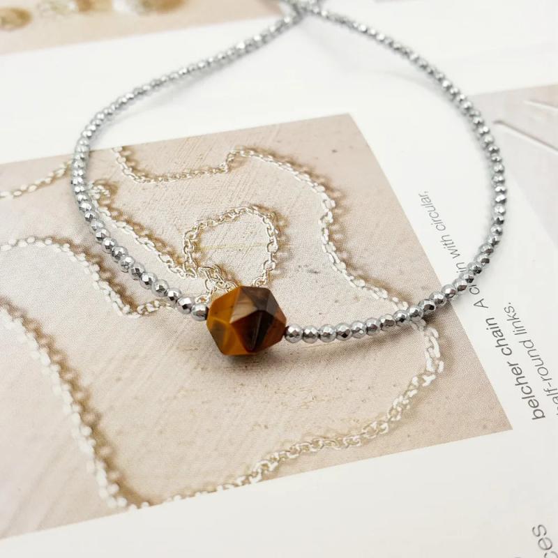 Tiger's Eye Silver Hematite Choker Necklace