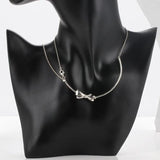 925 Silver Pan Necklace Elegant Bow Design for Wedding Party