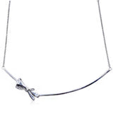 925 Silver Real Rose & Silver Brilliant Bow Pan Necklace
