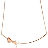 925 Silver Real Rose & Silver Brilliant Bow Pan Necklace