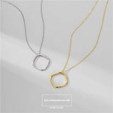 925 Silver Women Necklace Square Pendant Bridal Wedding Jewelry Gift