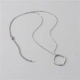 925 Silver Women Necklace Square Pendant Bridal Wedding Jewelry Gift