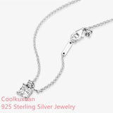Winter Sparkling Collier Round & Square Pendant Necklace 925 Sterling Silver