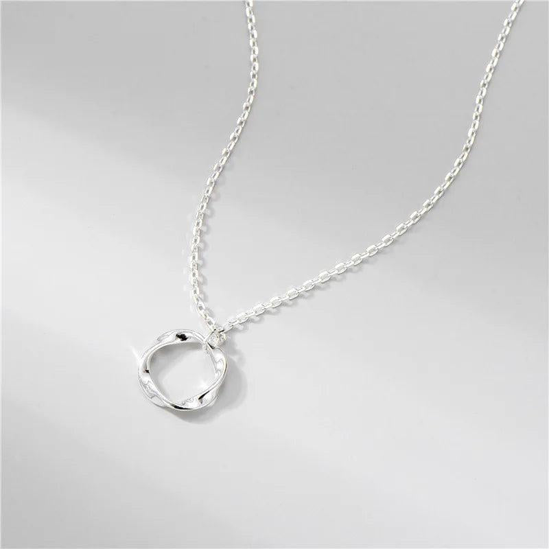 925 Sterling Silver Circle Pendant Necklace Wedding Jewelry