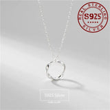 925 Sterling Silver Circle Pendant Necklace Wedding Jewelry