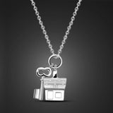 925 Silver House & Key Pendant Necklace Choker Charm Jewelry Gift