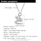 925 Silver House & Key Pendant Necklace Choker Charm Jewelry Gift