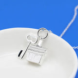 925 Silver House & Key Pendant Necklace Choker Charm Jewelry Gift