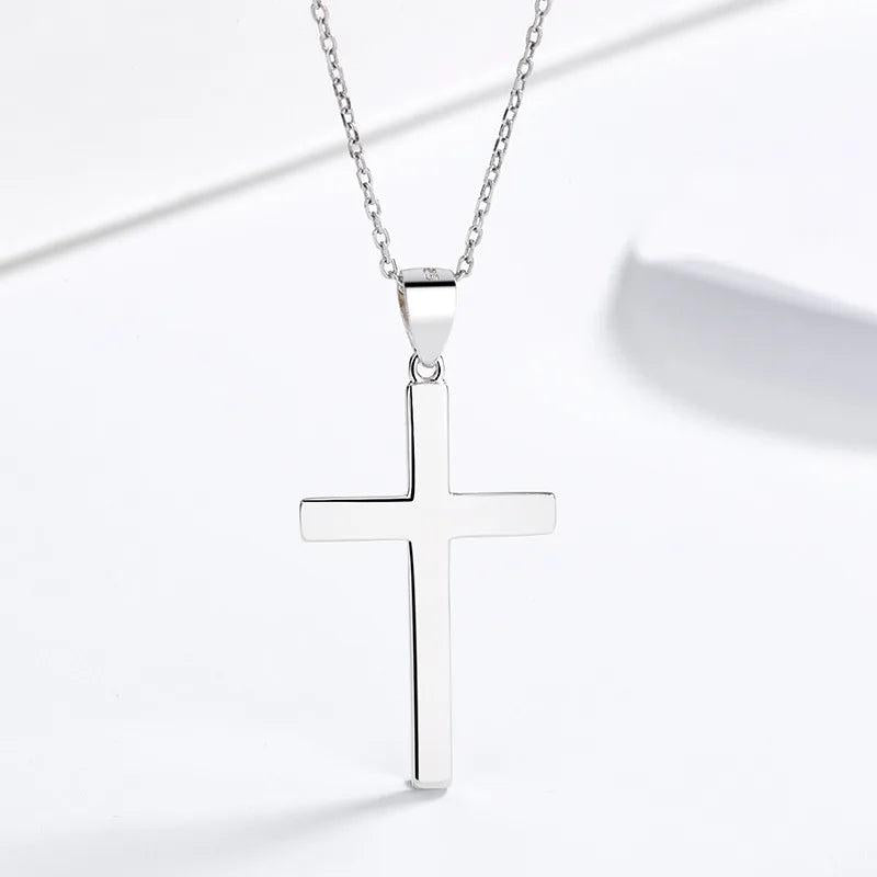 Men's Silver Cross Necklace Hiphop Gothic Style Pendant Gift