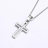 Men's Silver Cross Necklace Hiphop Gothic Style Pendant Gift