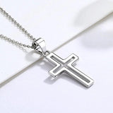 Men's Silver Cross Necklace Hiphop Gothic Style Pendant Gift