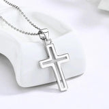 Men's Silver Cross Necklace Hiphop Gothic Style Pendant Gift