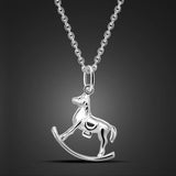 925 Silver Horse Pendant Necklace Choker Charm Jewelry Gift