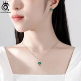 Malachite Pendant 925 Silver Ferris Wheel Necklace