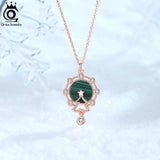 Malachite Pendant 925 Silver Ferris Wheel Necklace