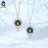 Malachite Pendant 925 Silver Ferris Wheel Necklace