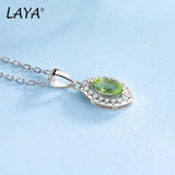 LAYA 925 Silver Peridot Pendant Necklace Marquise Cut Gemstone