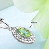 LAYA 925 Silver Peridot Pendant Necklace Marquise Cut Gemstone