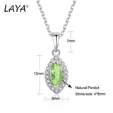 LAYA 925 Silver Peridot Pendant Necklace Marquise Cut Gemstone