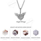 925 Silver Necklace Angel Wings CZ Charms Pdoras Beads