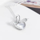 925 Silver Necklace Angel Wings CZ Charms Pdoras Beads