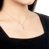 Opal Cross Pendant Necklace in Sterling Silver Marquise Cut Gemstone