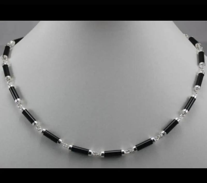 Stylish Silver Plated Malay Jade Bamboo Necklace