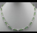 Silver Plated Light Green Malay Jade Lucky Necklace