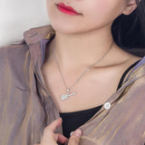 Sterling Silver Zircon Guitar Pendant Necklace for Women