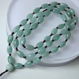 100% Natural Green Jadeite Necklace 10mm Oval Beads