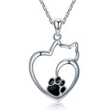925 Silver Cat Claw Necklace Hollow Cat Shape for Women
