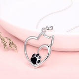 925 Silver Cat Claw Necklace Hollow Cat Shape for Women