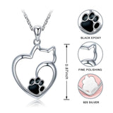 925 Silver Cat Claw Necklace Hollow Cat Shape for Women
