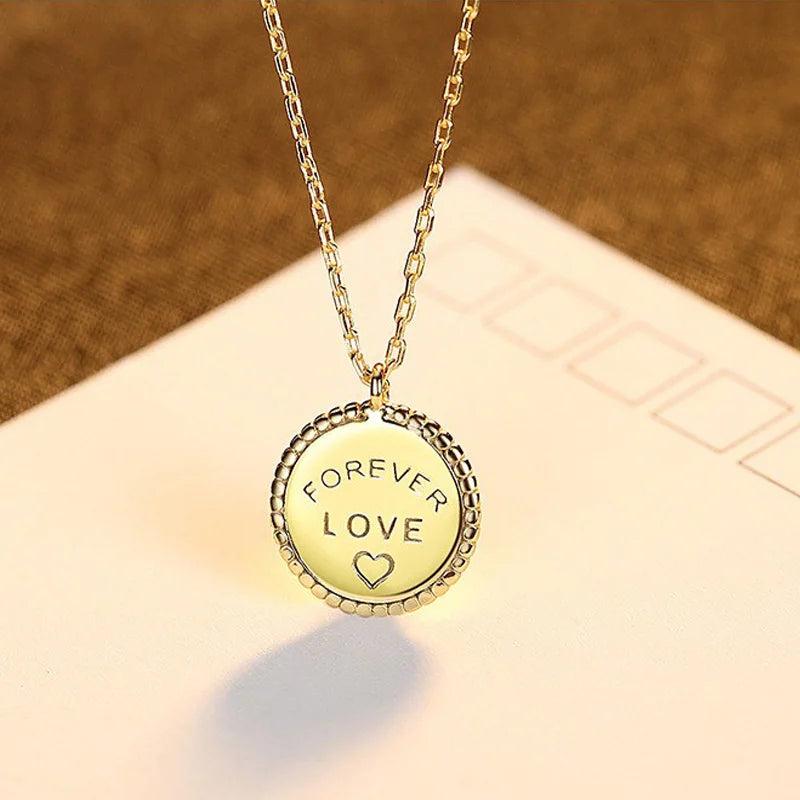 S925 Silver Pendant Coin Necklace Love Expression Gift