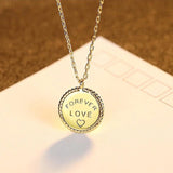 S925 Silver Pendant Coin Necklace Love Expression Gift