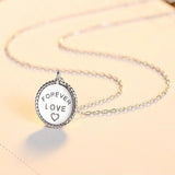 S925 Silver Pendant Coin Necklace Love Expression Gift