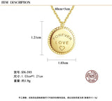 S925 Silver Pendant Coin Necklace Love Expression Gift