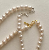 925 Silver Clasp Beaded Choker Pearl Necklace for Women