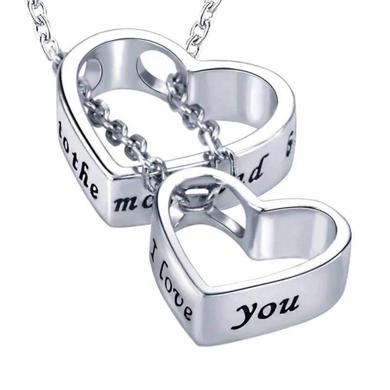 925 Silver Double Love Pendant Necklace for Couples
