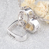925 Silver Double Love Pendant Necklace for Couples