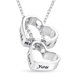 925 Silver Double Love Pendant Necklace for Couples