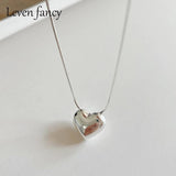 925 Silver Snake Bone Chain Choker Puff Heart Pendant Necklace Punk Jewelry