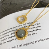 925 Silver Labradorite Pendant Necklace Clear Quartz Gemstone Party Jewelry