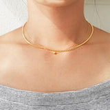 925 Sterling Silver 18K Square Beaded Double Layer Chains Choker