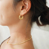 925 Sterling Silver 18K Square Beaded Double Layer Chains Choker