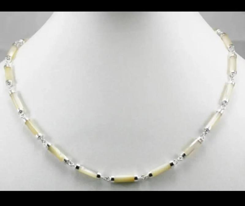Silver Malay Jade Bamboo Necklace